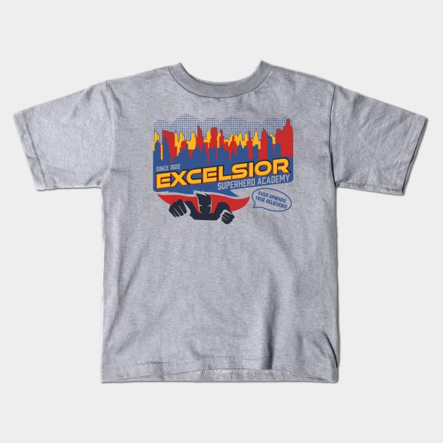 Excelsior Superhero Academy Kids T-Shirt by Nazonian